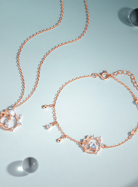 轻奢原创s925纯银梦幻星系杏叶手链女森系小众设计轻奢月光石手环