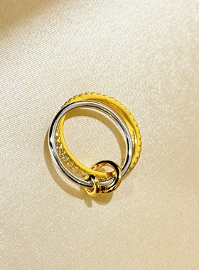 设计师s925纯银 双色双环圈圈戒指轻奢感精致设计感个性
