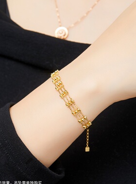 轻奢意大利首饰s925银手链三排闪珠间珠ins风小清新百搭手链女