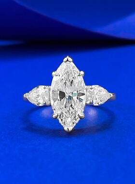 鑫葆康轻奢新款新款925银金色白色7*14马眼钻戒欧美ins风结婚戒