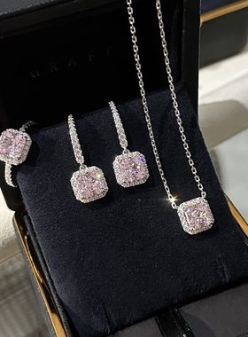 钻方耳钉钻套装钻闪S925纯银套装