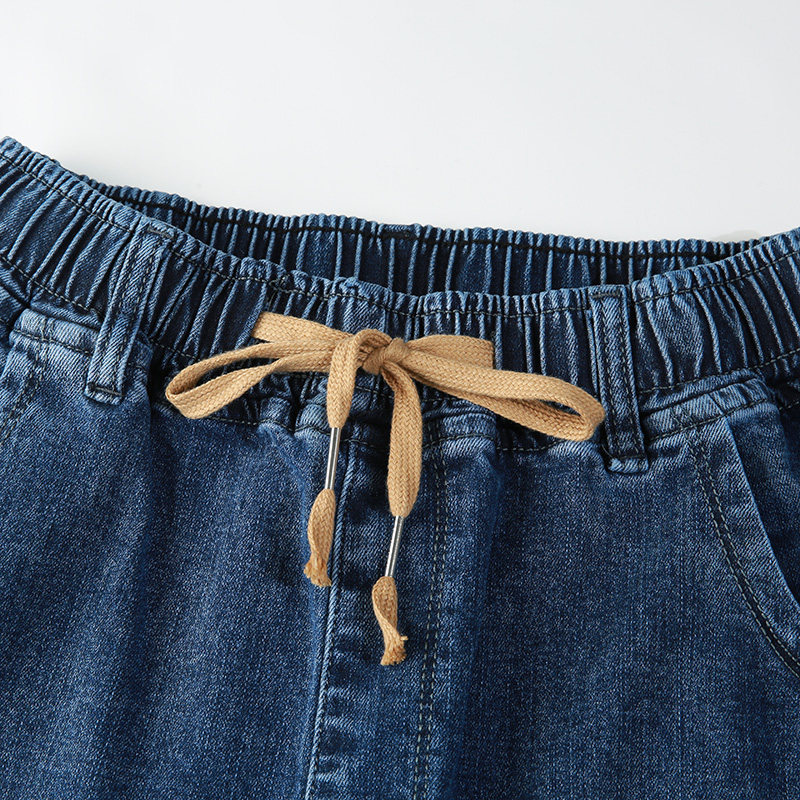 韩潮袭人松紧高腰刺绣春秋牛仔裤 韩潮袭人牛仔裤