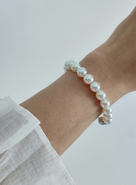 磁吸扣极光天女珍珠手链高级感仿akoya串珠手饰简约设计批发手串