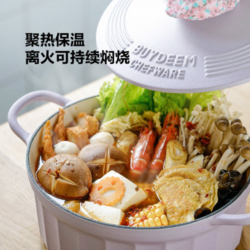 【新品上市】北鼎珐琅锅铸铁锅汤家用焖炖锅多功能砂锅进口宝石红 - 图2