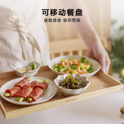 北鼎木质托盘日式轻奢餐盘家用儿童餐盘高级感实木茶盘收纳ins风 - 图0