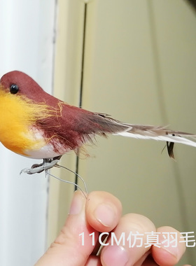 仿真小鸟圣诞摆件羽毛鸟卡通动物