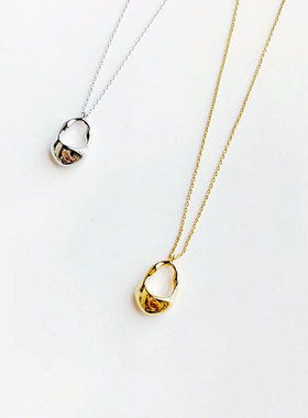 日韩S925银个性锁扣项链女复古时尚简约不规则锁骨链嘻哈毛衣链潮