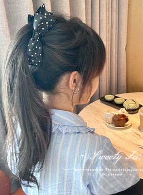 可露丽波点甜美缎面蝴蝶结香蕉夹
