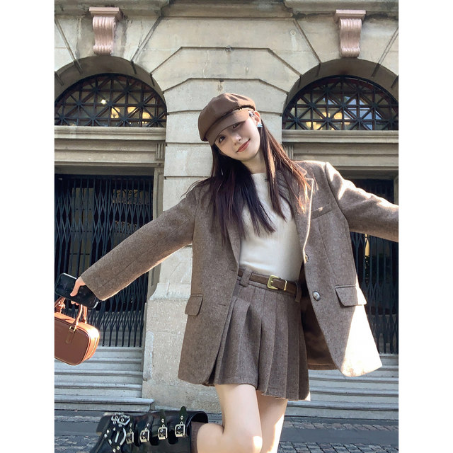 Single-breasted herringbone blazer