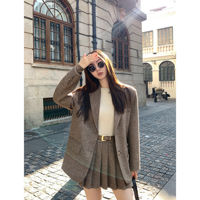 Single-breasted herringbone blazer