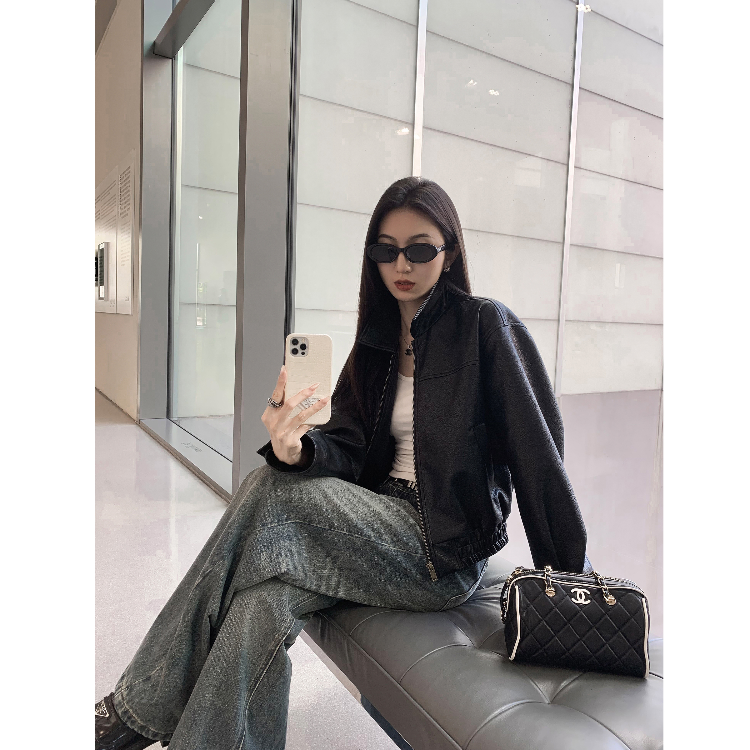 MULVAN 蓝穹漫步廓 美式复古阔腿牛仔裤女低腰宽松直筒垂感长裤 - 图2