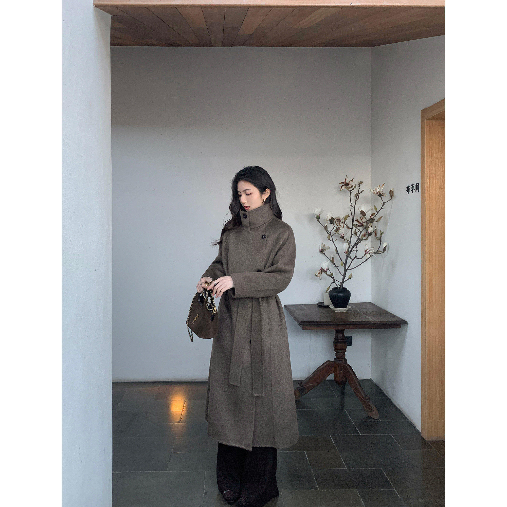 MULVAN 摩登廓影 100%羊毛立领双面呢大衣女高级侧单排扣毛呢外套,淘宝优惠券,粉丝福利购,淘宝优惠卷