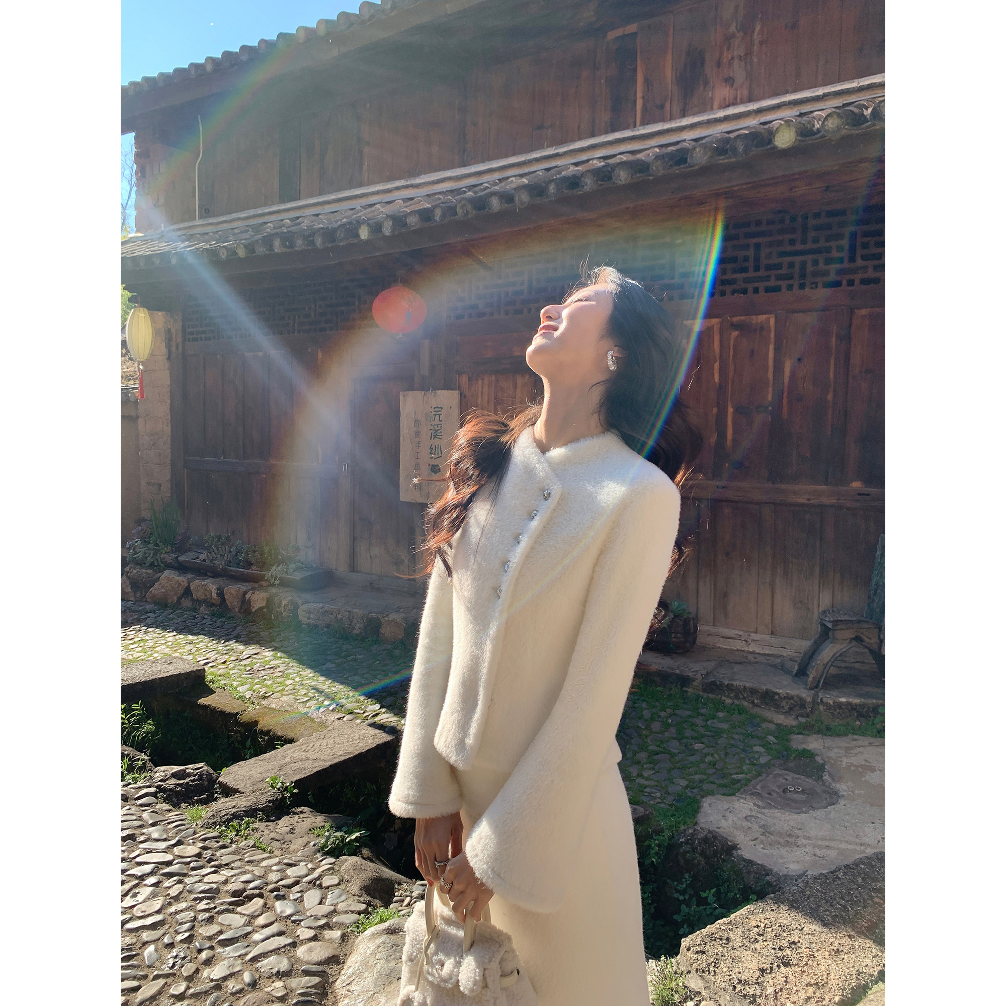 MULVAN 香阀世家 法式斜门襟毛绒短外套女轻奢a字鱼尾半身裙套装,淘宝优惠券,粉丝福利购,淘宝优惠卷