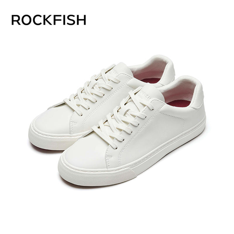 Rockfish皮面小白鞋防泼水一脚蹬板鞋情侣软底百搭增高775休闲鞋-图3