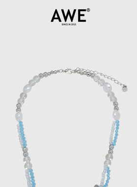 AWE星空之蓝琉璃小花蝴蝶项链