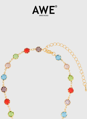 AWE官方彩色水晶项链朴宰灿同款