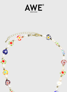 AWE琉璃爱心项链多巴胺女孩穿搭