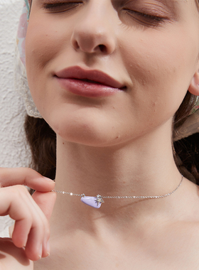 AWE蔡文静同款镶钻发卡项链小众