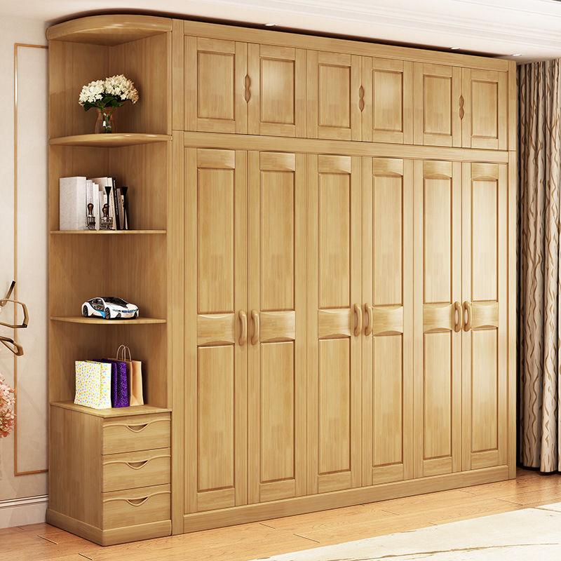 实木衣柜简约现代中式衣橱组装3456门整体对开拉门卧室家具大衣柜