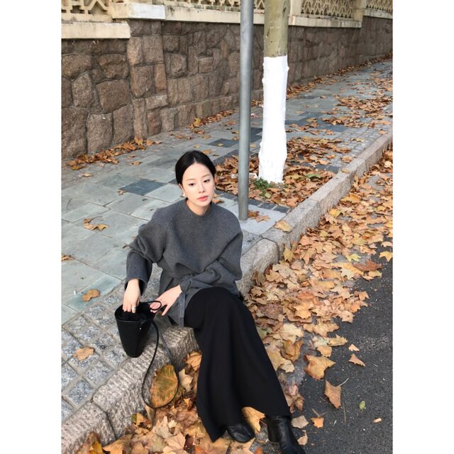 ZHONG HE · 25秋冬新款清冷气质宽松圆领羊毛系带双面呢上衣女