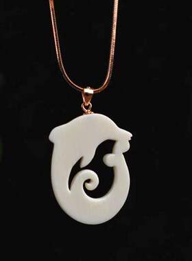 天然猛犸象牙雕小海豚挂件吊坠