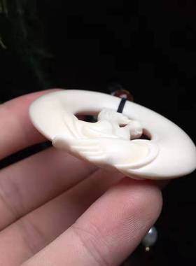 天然猛犸象牙佛手吊坠挂件