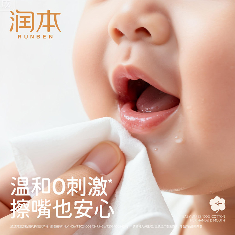 润本婴儿湿巾100%棉手口屁专用儿童新生幼儿宝宝湿纸巾小包随身装,淘宝优惠券,粉丝福利购,淘宝优惠卷