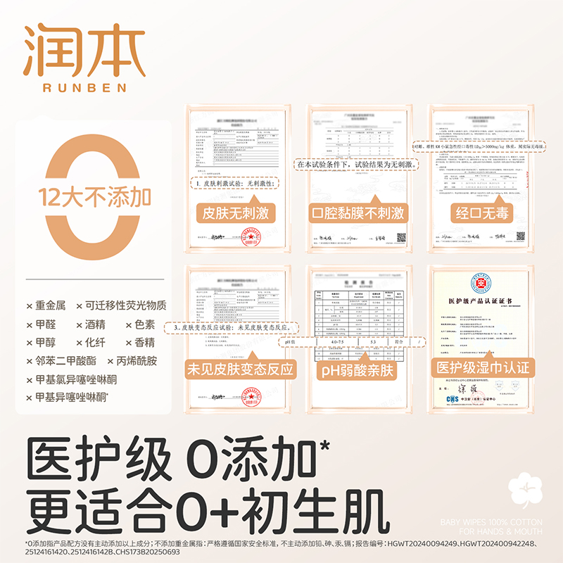 【U先秒杀活动】润本婴儿100%棉手口湿巾10抽×4包 - 图3