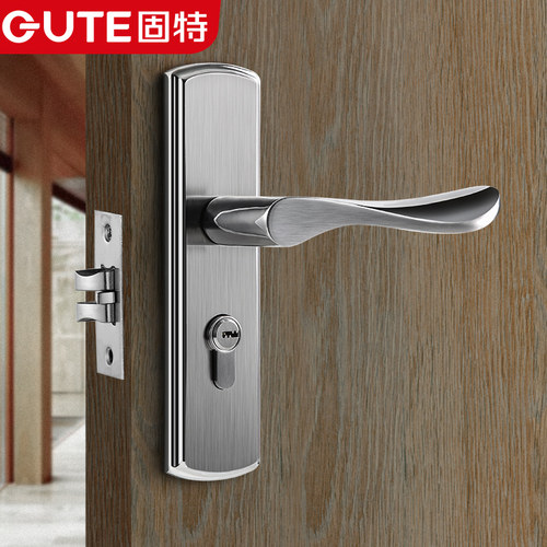 固特静音卧室不锈钢门锁室内房门执手锁具现代单舌门锁简约门把手 - 图3