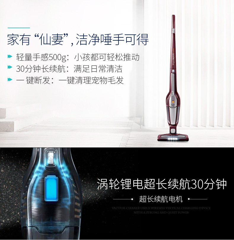 伊莱克斯无线zb3107zb3114吸尘器 舒阳电器吸尘器