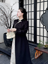 Meet Home Fat Sister New Chinese retro Improved Qipao Big Code Womens Dress Temperament Dark Tattoo jacquard State Breeze Dress