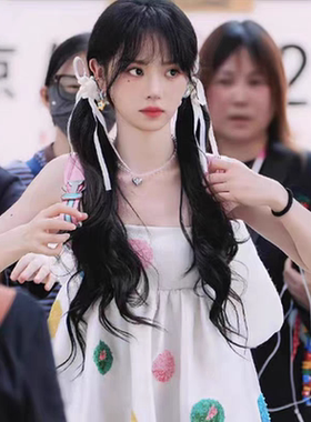 首发！田曦薇同款白水晶串珠爱心项链高级感甜美可爱锁骨链