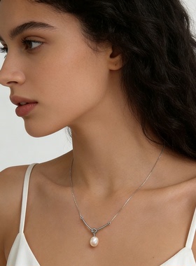 首发！我的山与海谭松韵方婉之同款绳结珍珠项链通体925银锁骨链