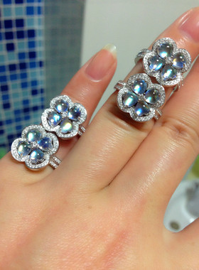 宝石级白金幸运草戒指