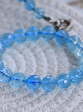 罕见刻面手链海蓝宝