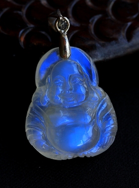 蓝光潋滟——近玻璃体蓝月光石佛佛