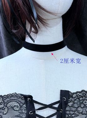 新品复古黑色绒布项链女极简现货