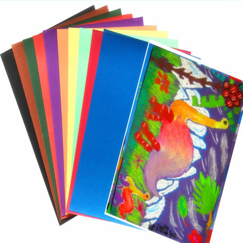 加厚绘画彩砂纸8开彩砂画纸8K黑色砂画纸8k4k美术纸10张课堂沙纸 - 图3