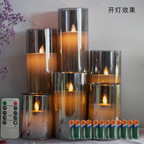 Glass Cup hood one-piece LED electronic candle lamp Smoke grey battery Wick Rocking Romantic Atmosphere