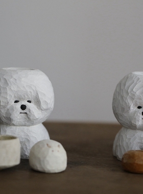 作家器土屋香子可爱风小狗木雕