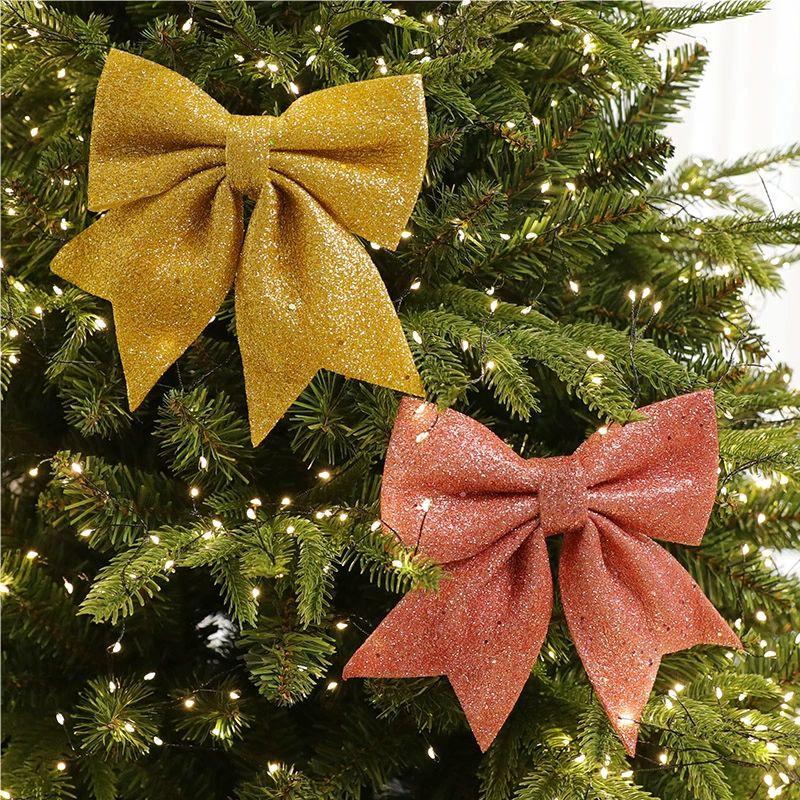 闪粉圣诞树配饰40cm大蝴蝶结泡沫装饰金银粉大圣诞树配饰酒店挂件,淘宝优惠券,粉丝福利购,淘宝优惠卷