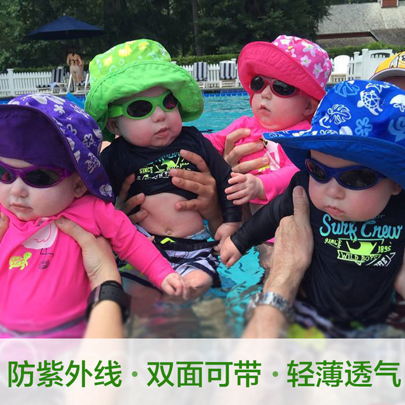 澳洲BabyBanz防晒帽婴儿童双面遮太阳帽防紫外线男女宝宝渔夫帽子 - 图0