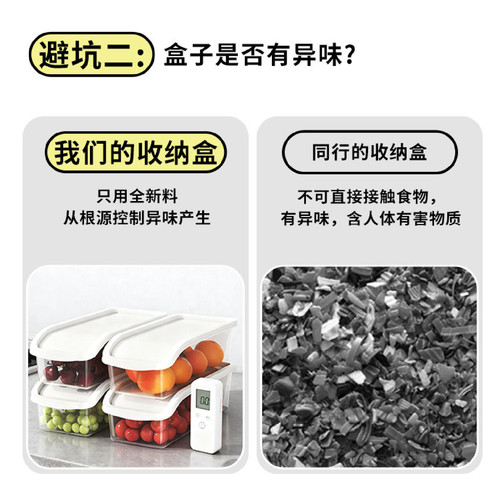 居家家食品级抽屉式保鲜盒冰箱收纳盒厨房蔬菜冷冻饺子盒野餐 - 图1