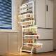 Refrigerator side storage shelves kitchen bathroom door behind