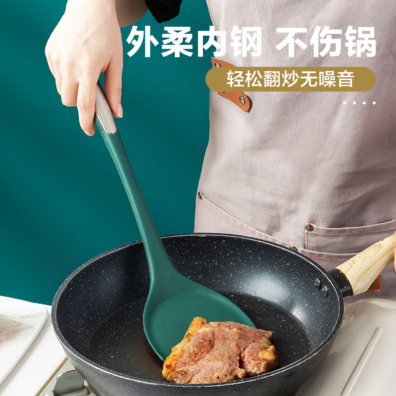 硅胶锅铲不粘锅专用食品级耐高温炒菜铲子家用炒勺汤漏勺厨具套装 - 图2