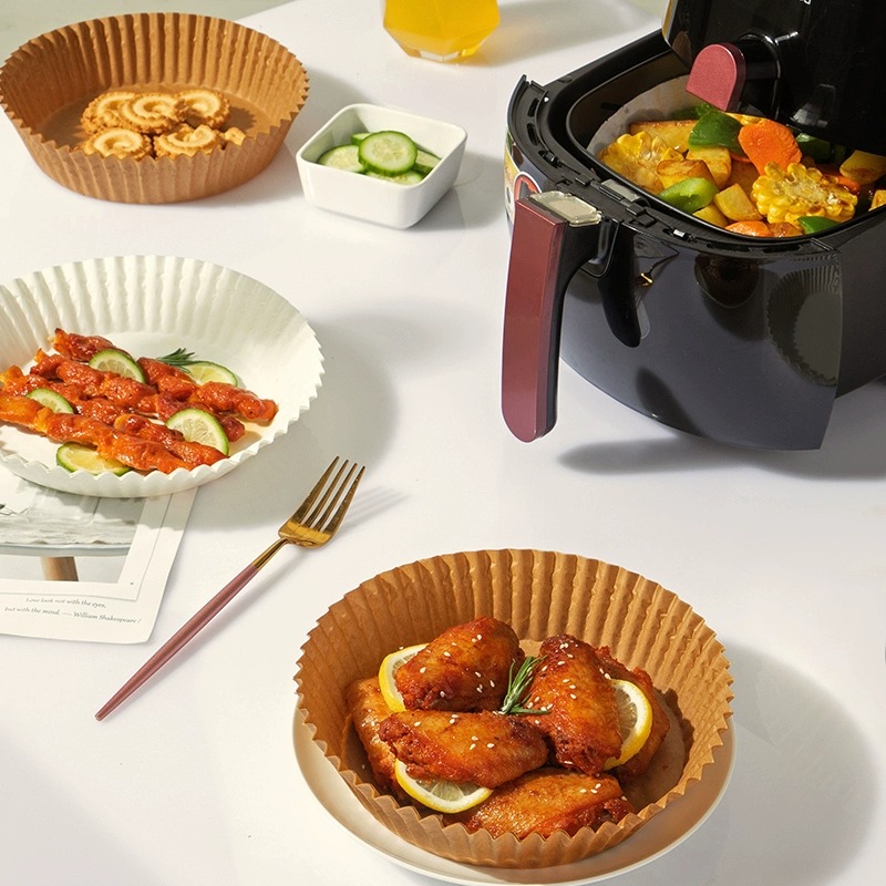 居家家空气炸锅专用纸盘圆形家用吸油纸厨房食物烧烤箱烘焙工具gh - 图2