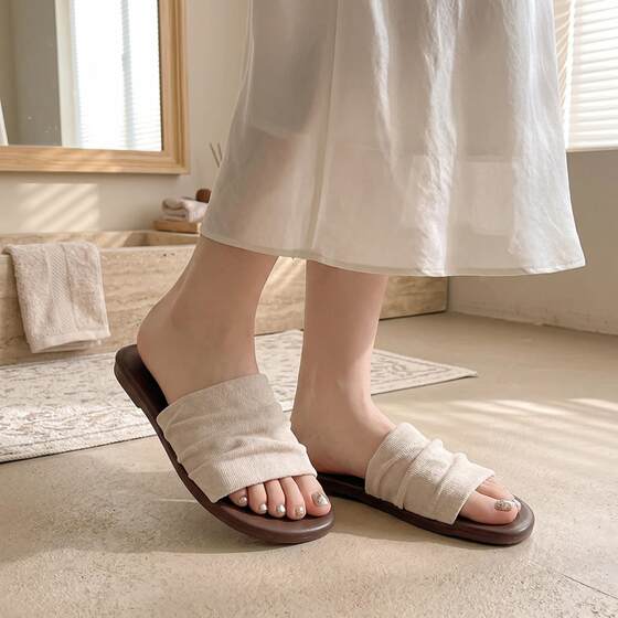 French pearl flip-flops for women new summer outer wear