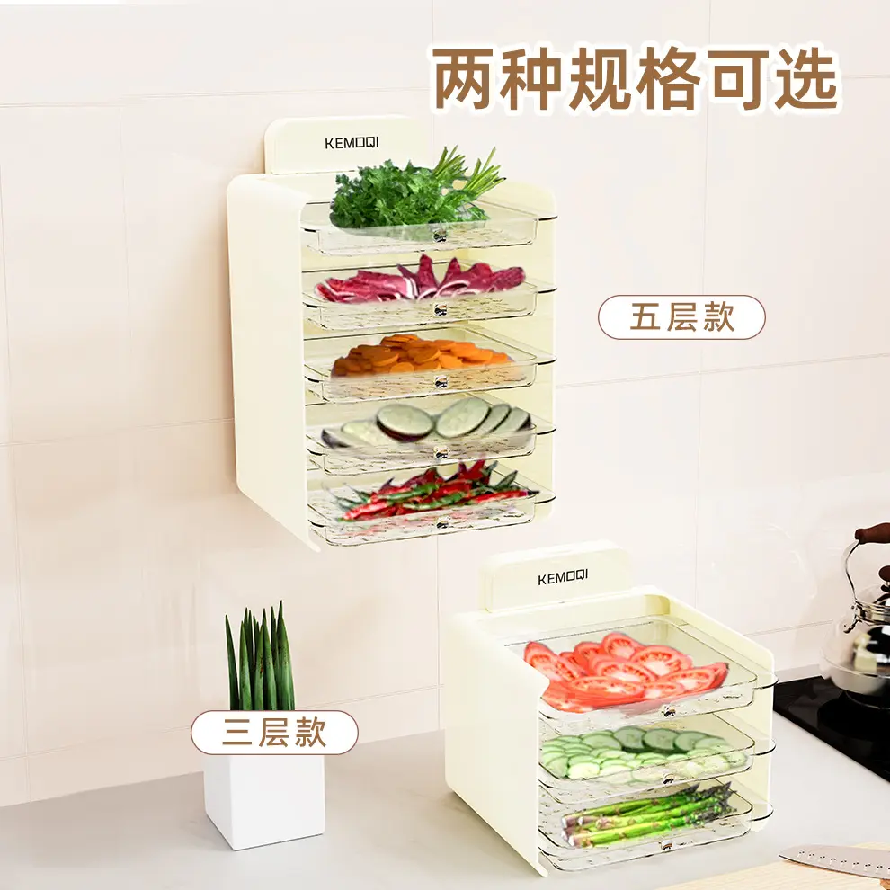 吸盘厨房备菜置物架多层配菜盘多功能壁挂家用可折叠收纳放菜架子 - 图2