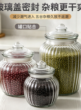 五谷杂粮储物罐玻璃密封罐2个装