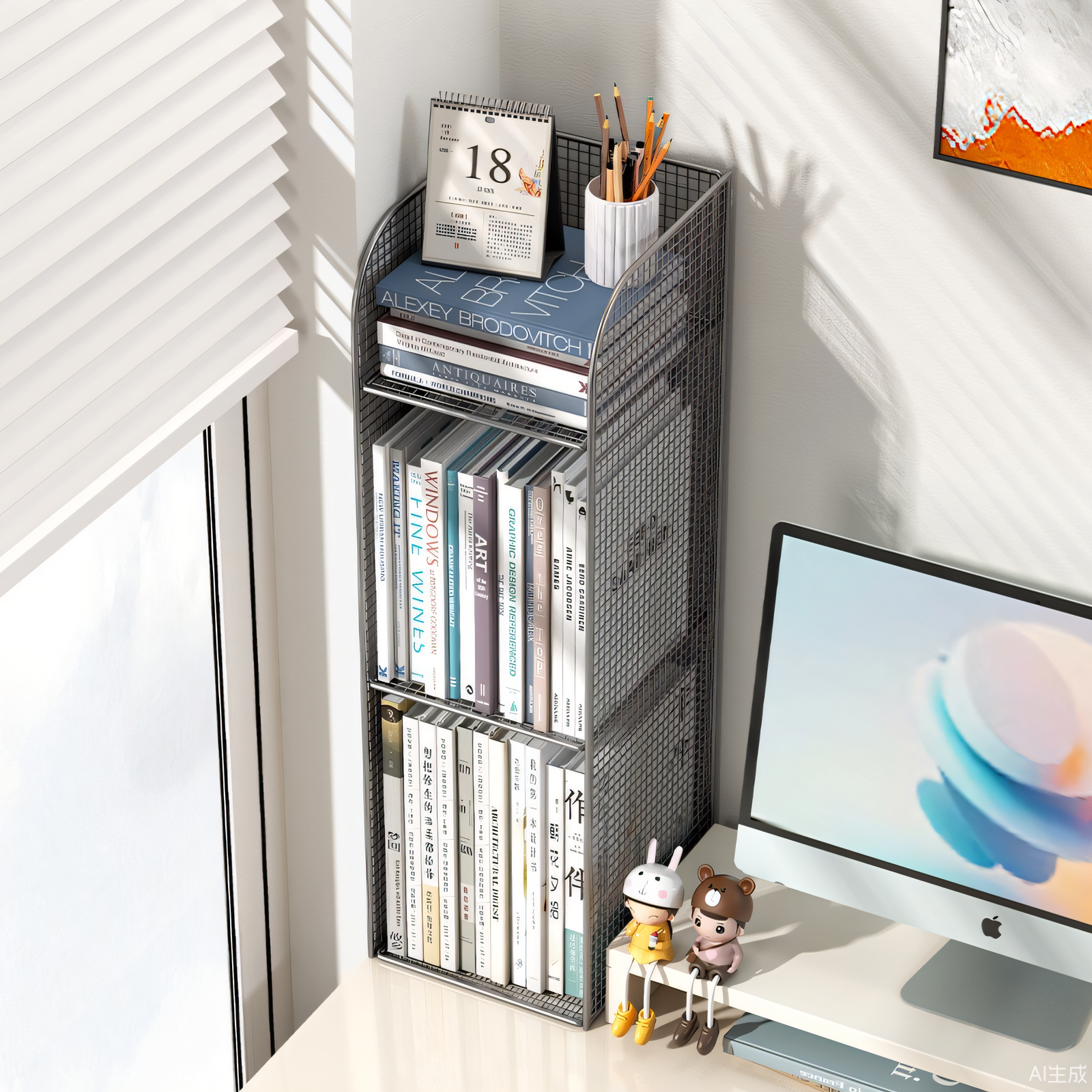 桌面书架书桌收纳置物架办公桌上简易书柜书本转角夹缝窄柜省空间,淘宝优惠券,粉丝福利购,淘宝优惠卷